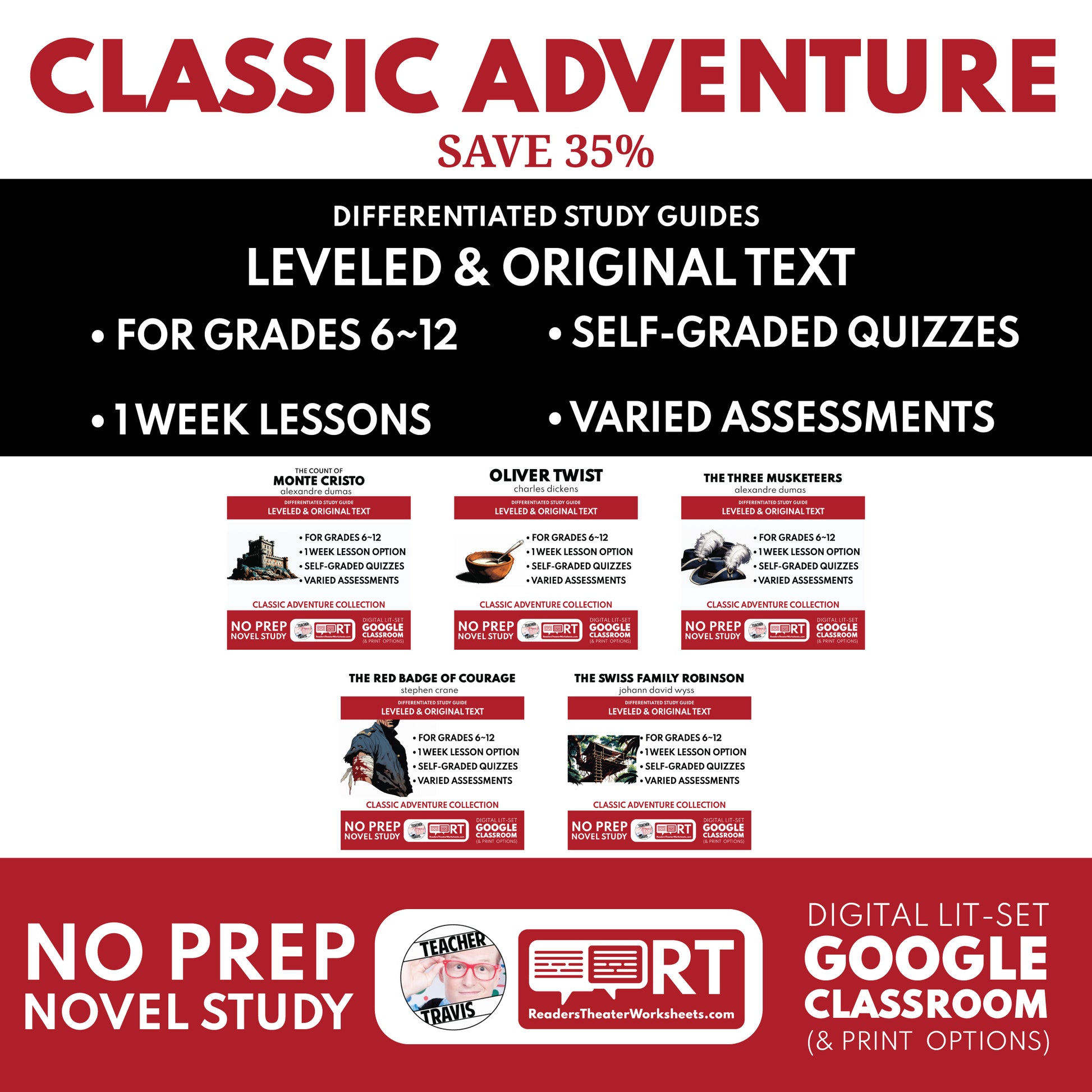 Classic Adventure Lit Study Guides Bundle classroom resource bundle cover