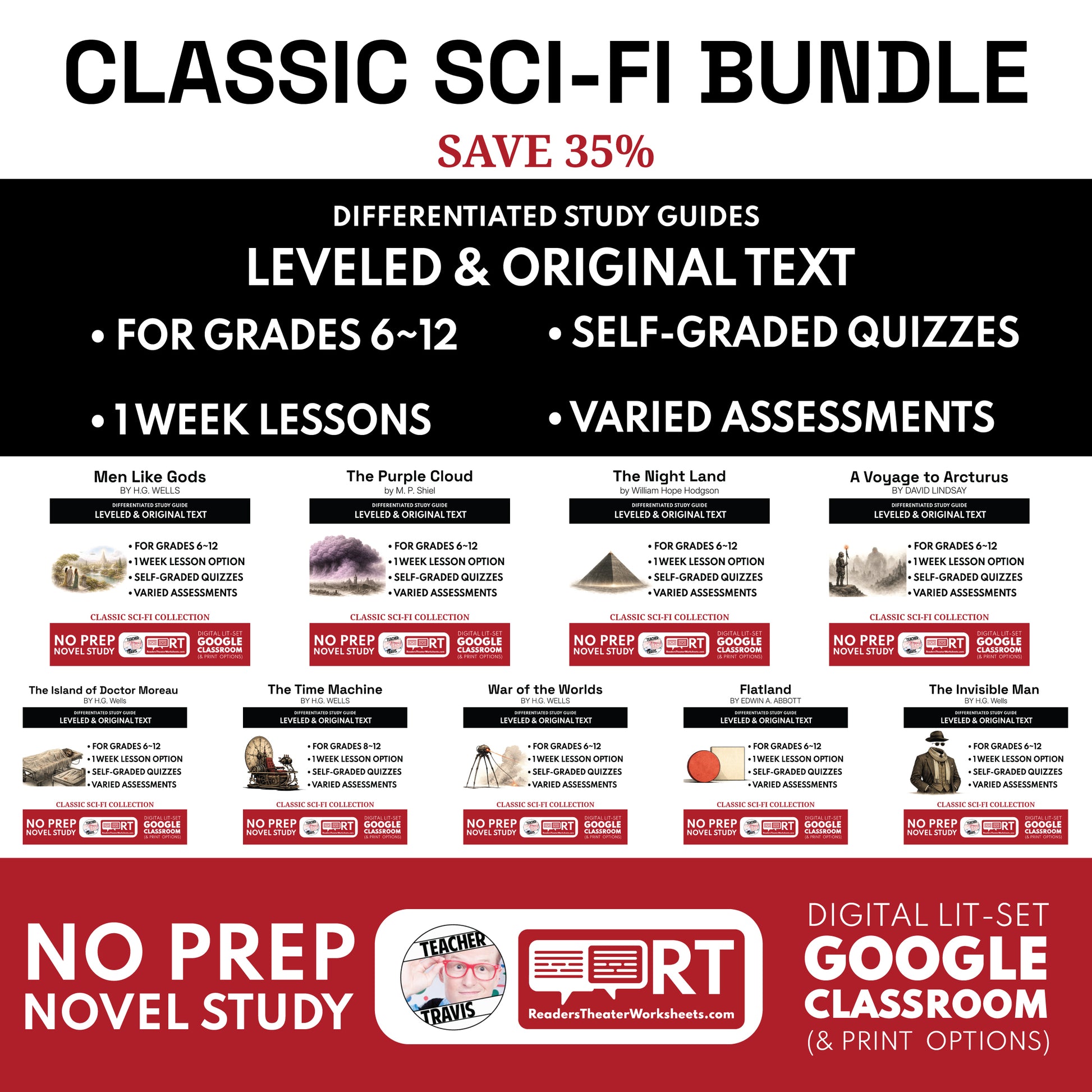 Classic Sci-Fi Study Guides Bundle classroom resource bundle cover