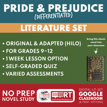 Pride and Prejudice Differentiated Novel Study | ELA Literature | Austen Lit Set for High School