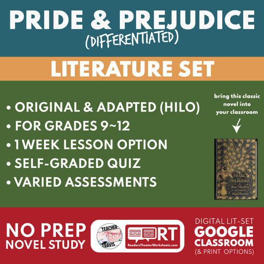 Pride and Prejudice Differentiated Novel Study | ELA Literature | Austen Lit Set for High School