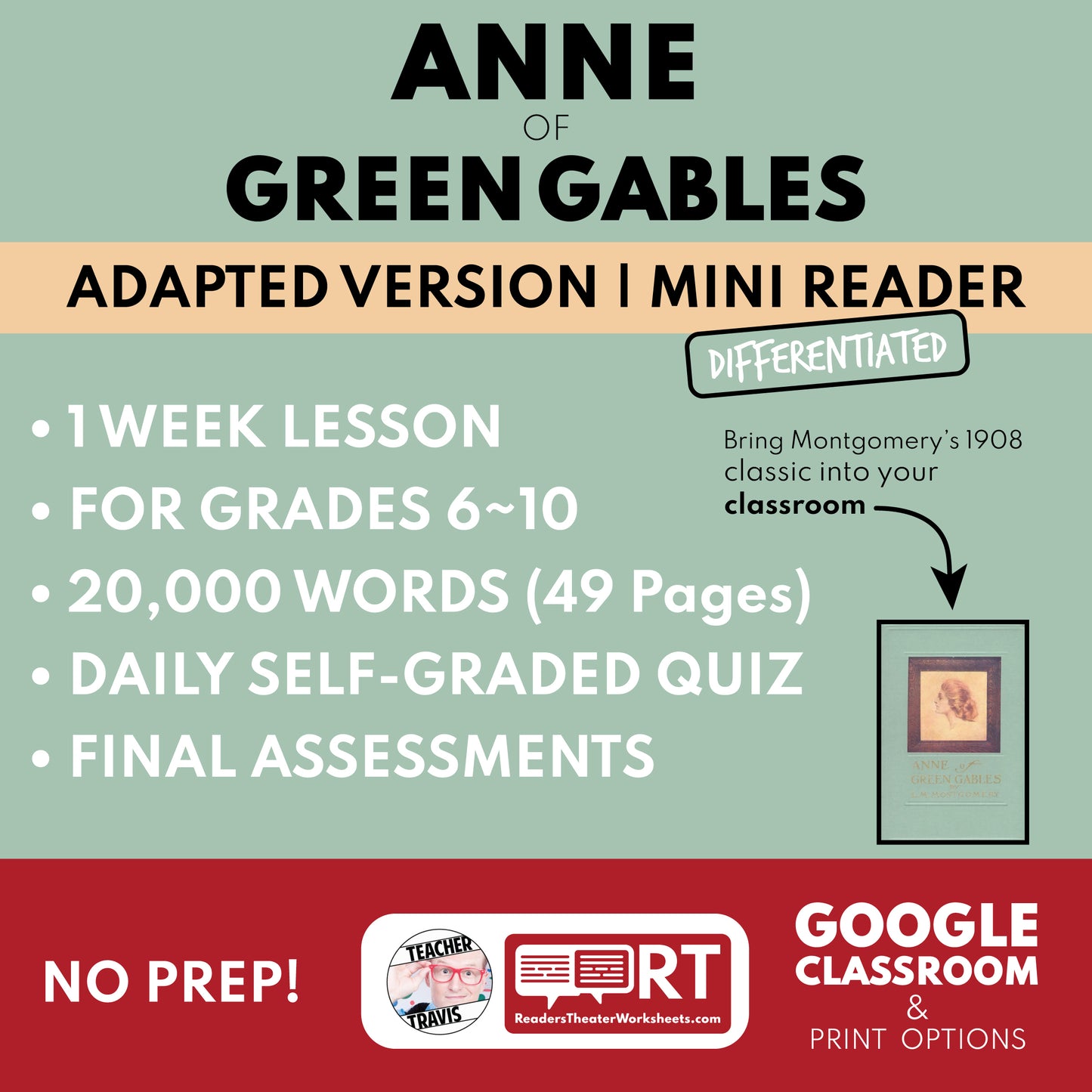Anne of Green Gables | Full Week Lesson | Adapted Version | Montgomery | No Prep