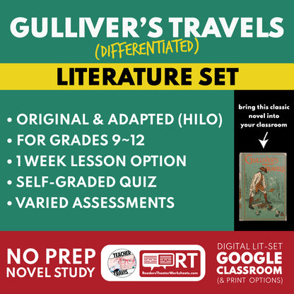 Gulliver's Travels Differentiated Novel Study | ELA Literature | Swift Lit Set for High School