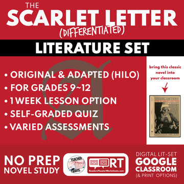 The Scarlet Letter Differentiated Novel Study | ELA Literature | Hawthorne Lit Set for High School