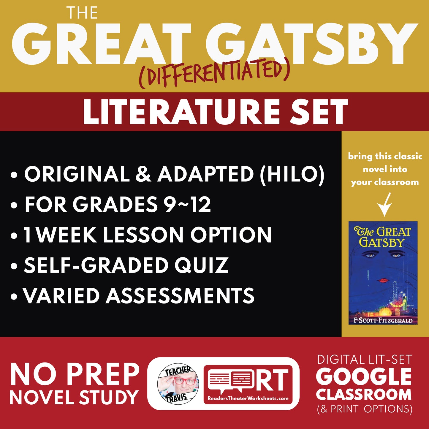 The Great Gatsby Differentiated Novel Study | ELA Unit | Literature Set for High School