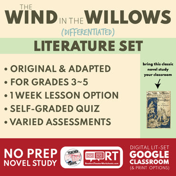 The Wind in the Willows Differentiated Novel Study | Grahame | Literature Set for Grades 3 to 5