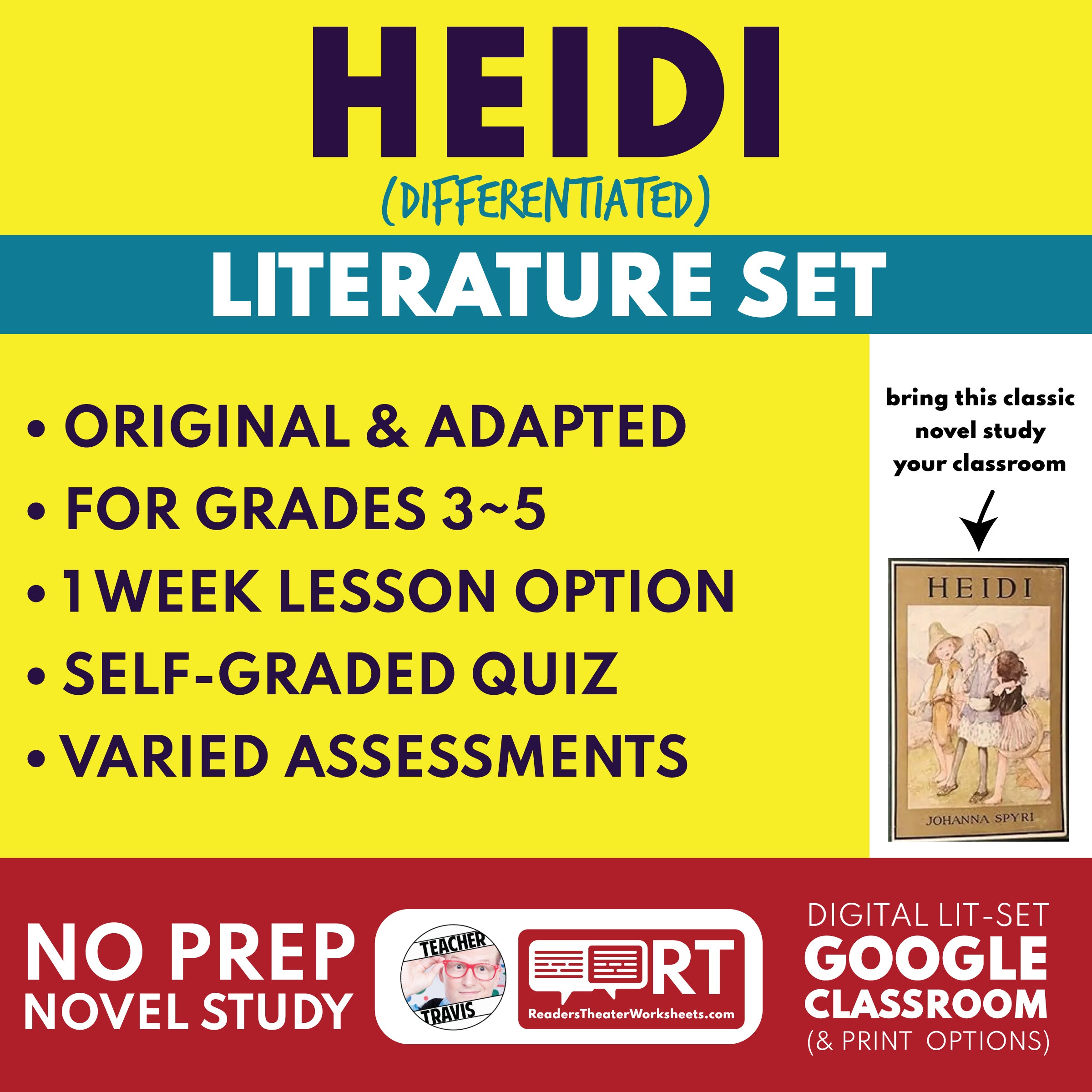 Heidi Differentiated Novel Study | Spyri | Literature Set for Grades 3 ...