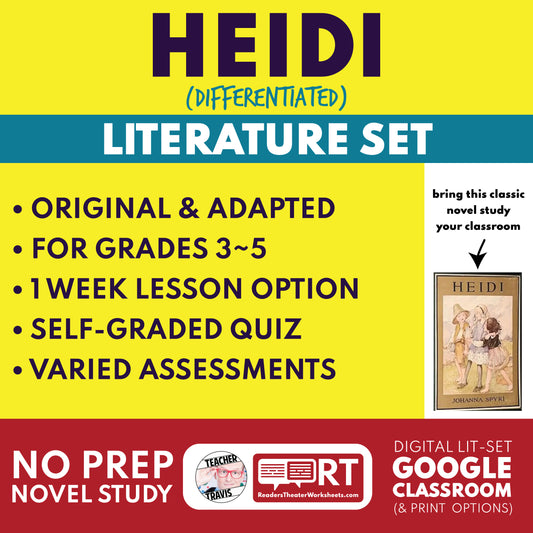 Heidi Differentiated Novel Study | Spyri | Literature Set for Grades 3 to 5