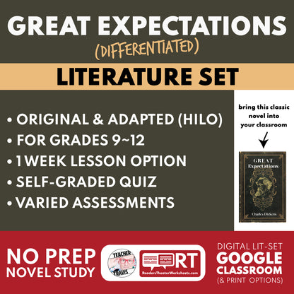 Great Expectations Differentiated Novel Study | ELA Literature | Dickens Lit Set for High School
