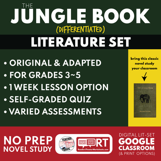 The Jungle Book Differentiated Novel Study | Kipling | Literature Set for Grades 3 to 5