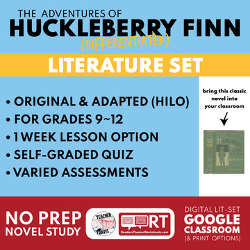 The Adventures of Huckleberry Finn Differentiated Novel Study | ELA Literature | Twain Lit Set for High School