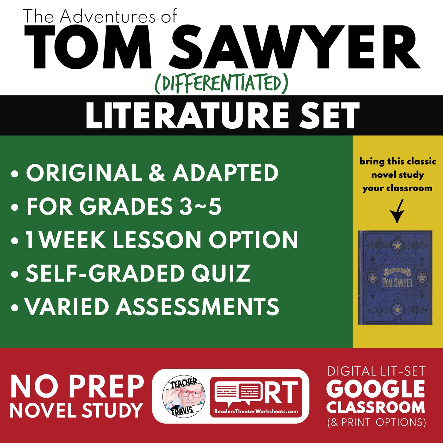 The Adventures of Tom Sawyer Differentiated Novel Study | Twain | Literature Set for Grades 3 to 5