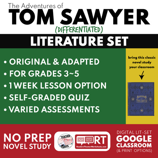 The Adventures of Tom Sawyer Differentiated Novel Study | Twain | Literature Set for Grades 3 to 5