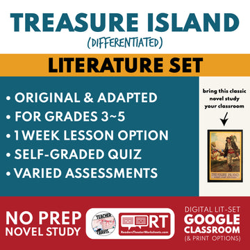 Treasure Island Differentiated Novel Study | Stevenson | Literature Set for Grades 3 to 5