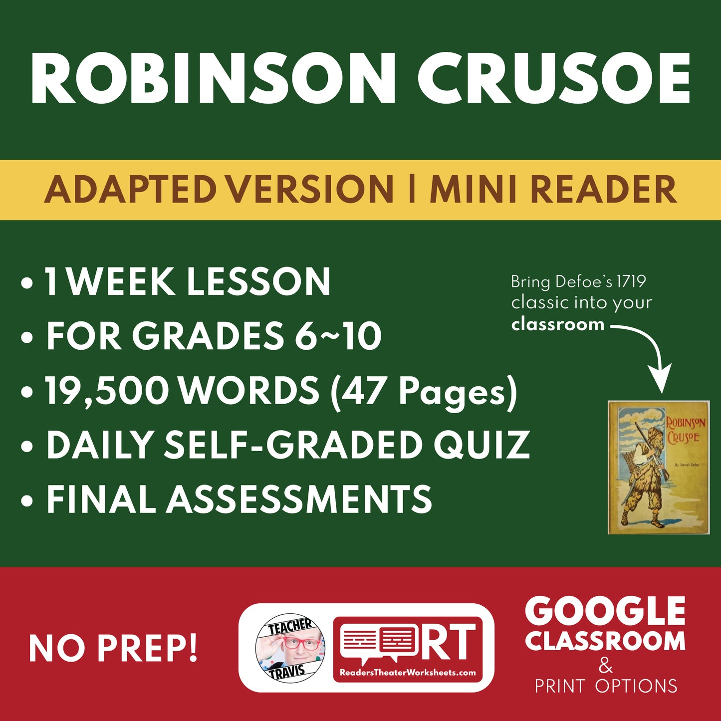 Robinson Crusoe | Full Week Lesson | Adapted Version | Defoe | No Prep