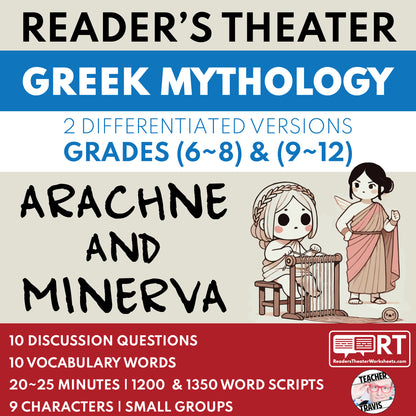 Arachne and Minerva Reader's Theater Script | Greek Mythology - ["Differentiated","Grades 6-8","Grades 9-12","Greek Mythology"]