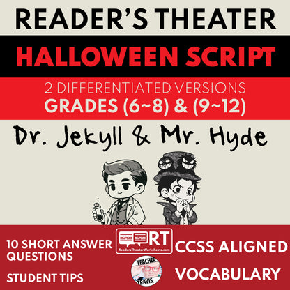 Dr. Jekyll and Mr. Hyde Reader's Theater Script - ["Differentiated","Grades 6-8","Grades 9-12","Halloween Script"]
