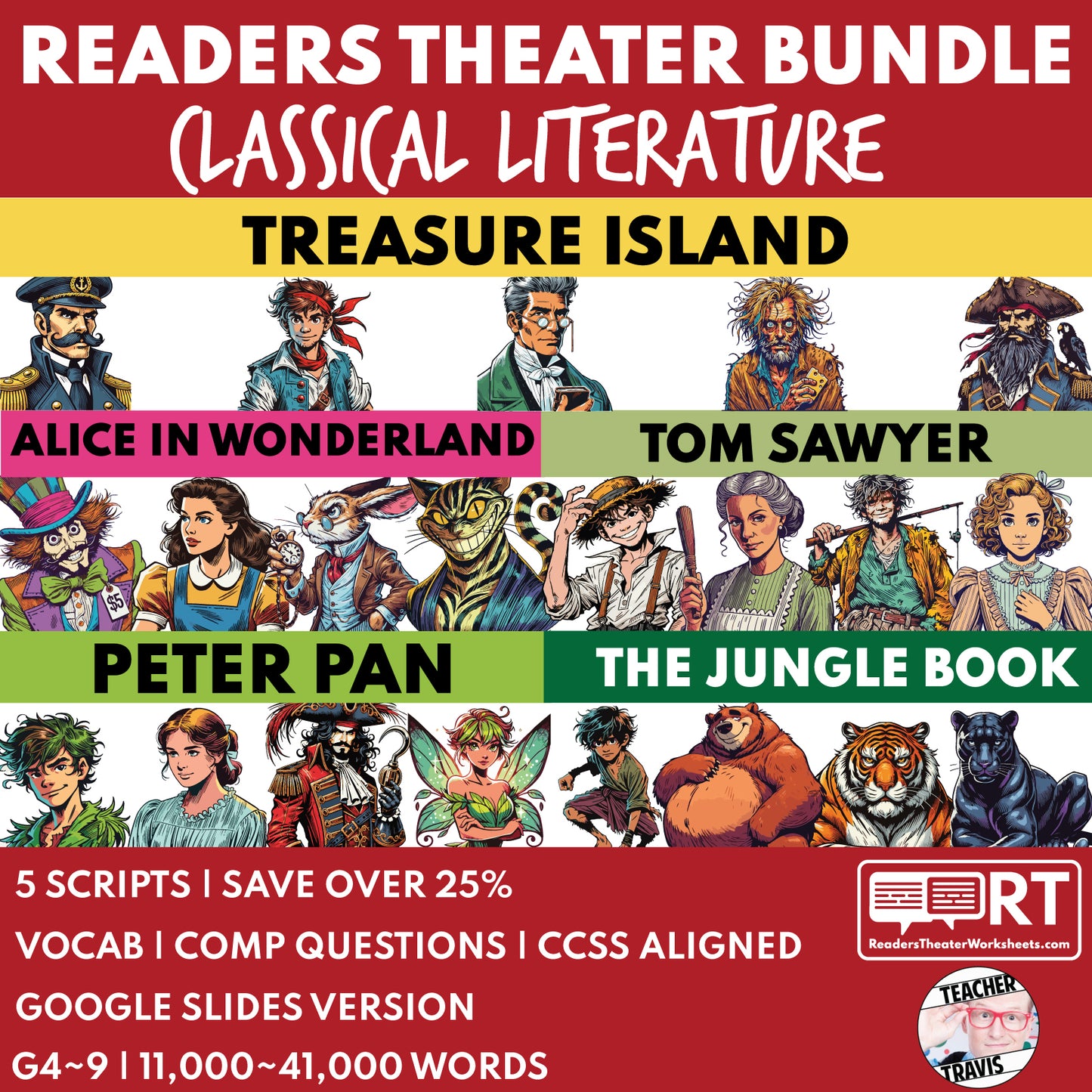 Classical Literature | Reader's Theater Scripts Bundle (5) | SAVE 25% - ["Classical Literature","Grades 3-5","Grades 6-8"]