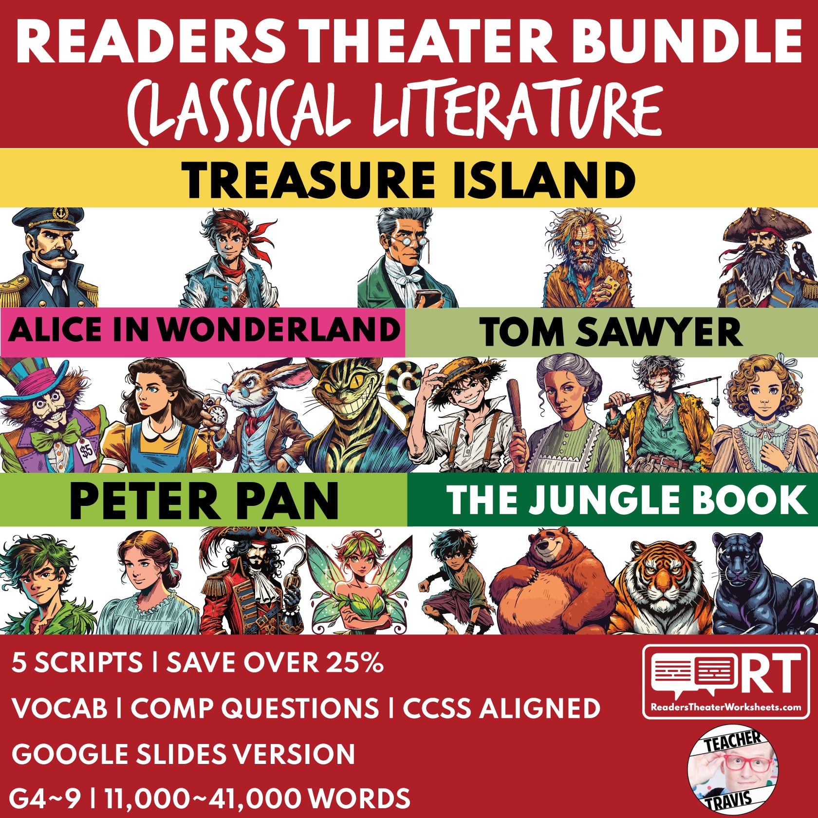 Classical Literature | Reader's Theater Scripts Bundle (5) | SAVE 25% - ["Classical Literature","Grades 3-5","Grades 6-8"]