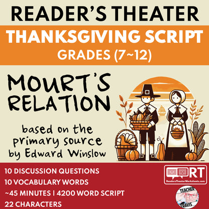 The First Thanksgiving (Mourt's Relation by Edward Winslow) | Reader's Theater Script - ["Grades 6-8","Grades 9-12","Thanksgiving"]