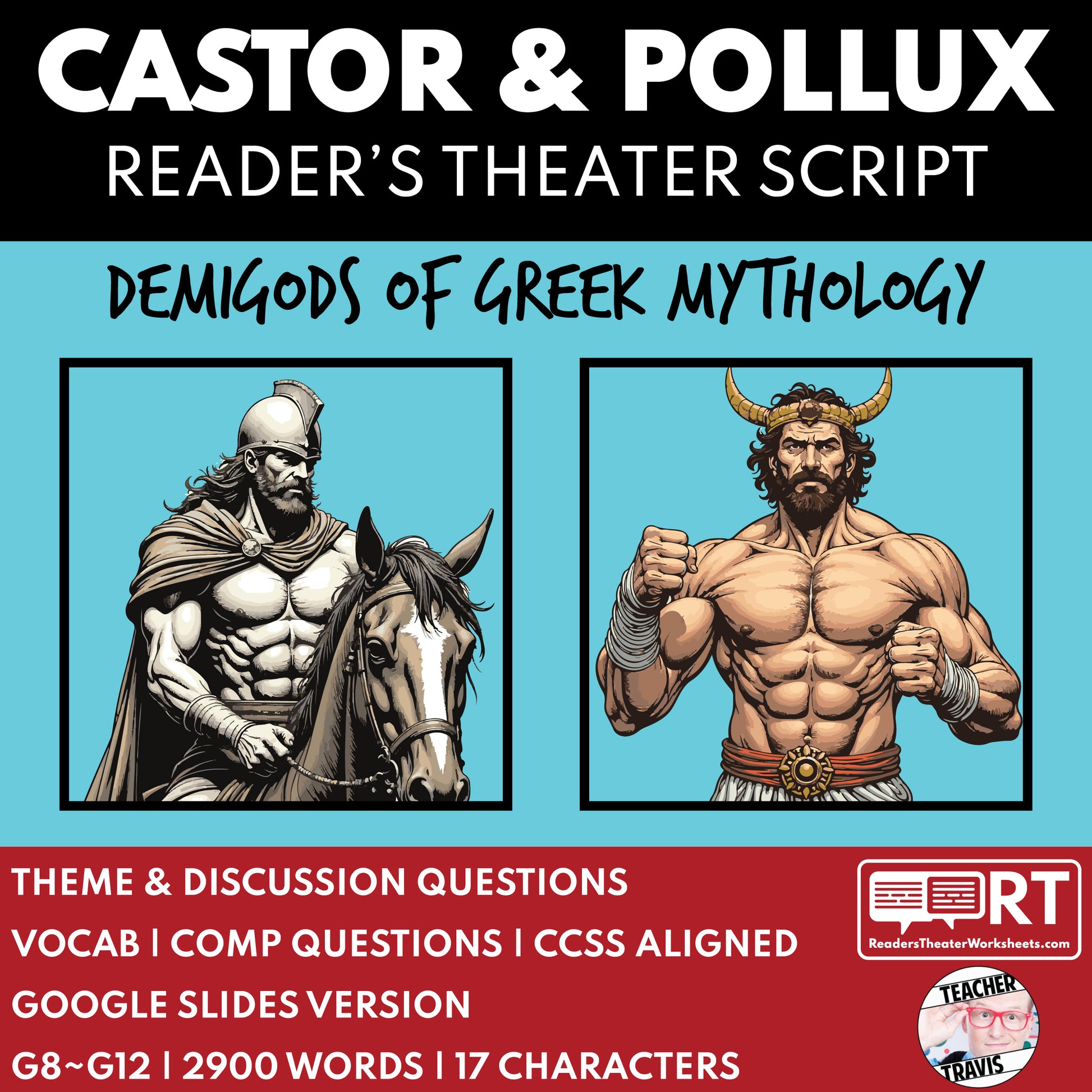 Castor & Pollux Reader's Theater Script | Demigods | Greek Mythology - ["Grades 6-8","Grades 9-12","Greek Demigods","Greek Mythology","Greek Mythology for Google Classroom"]