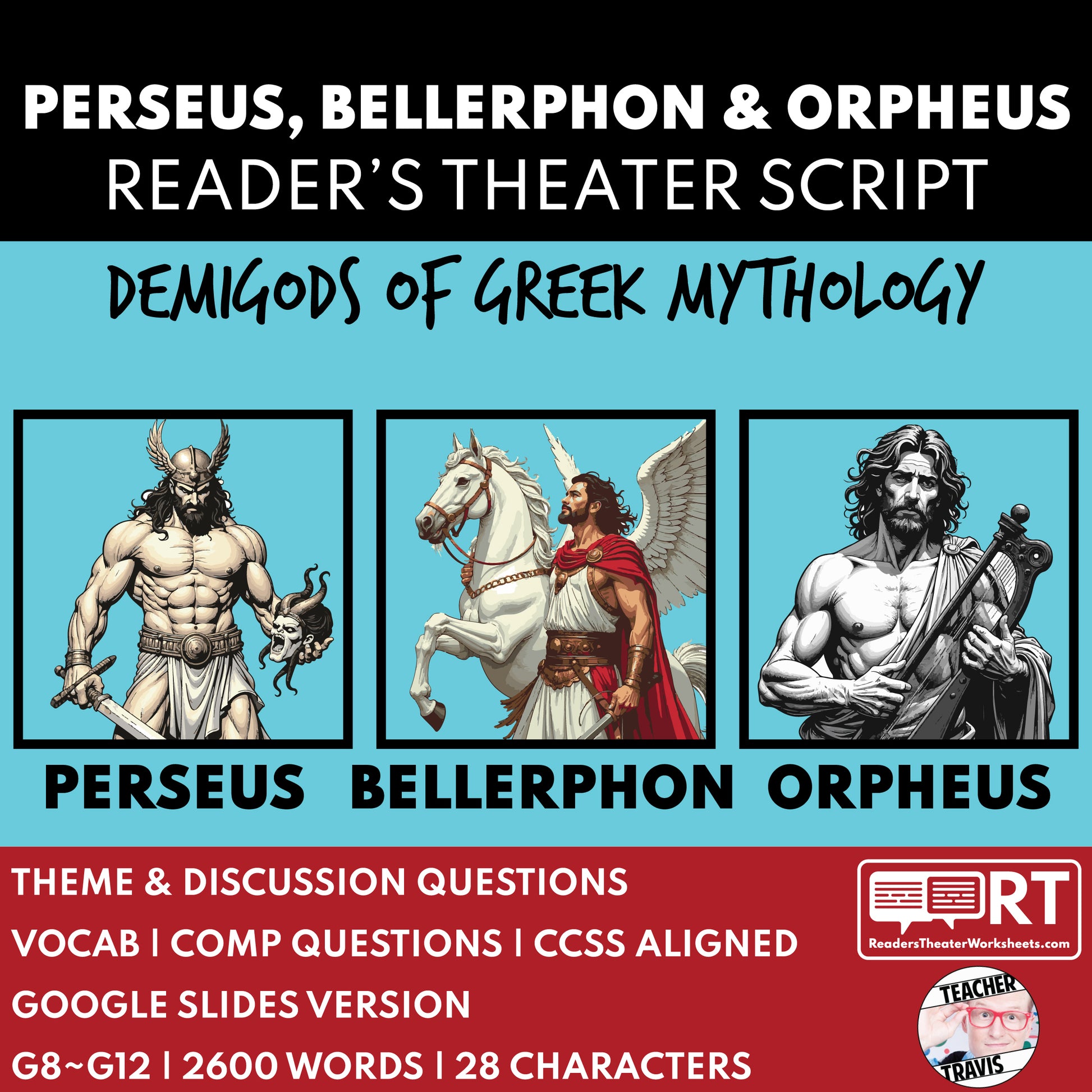 Perseus, Bellerophon & Orpheus Reader's Theater Script | Demigods | Greek Mythology - ["Grades 6-8","Grades 9-12","Greek Demigods","Greek Mythology","Greek Mythology for Google Classroom"]