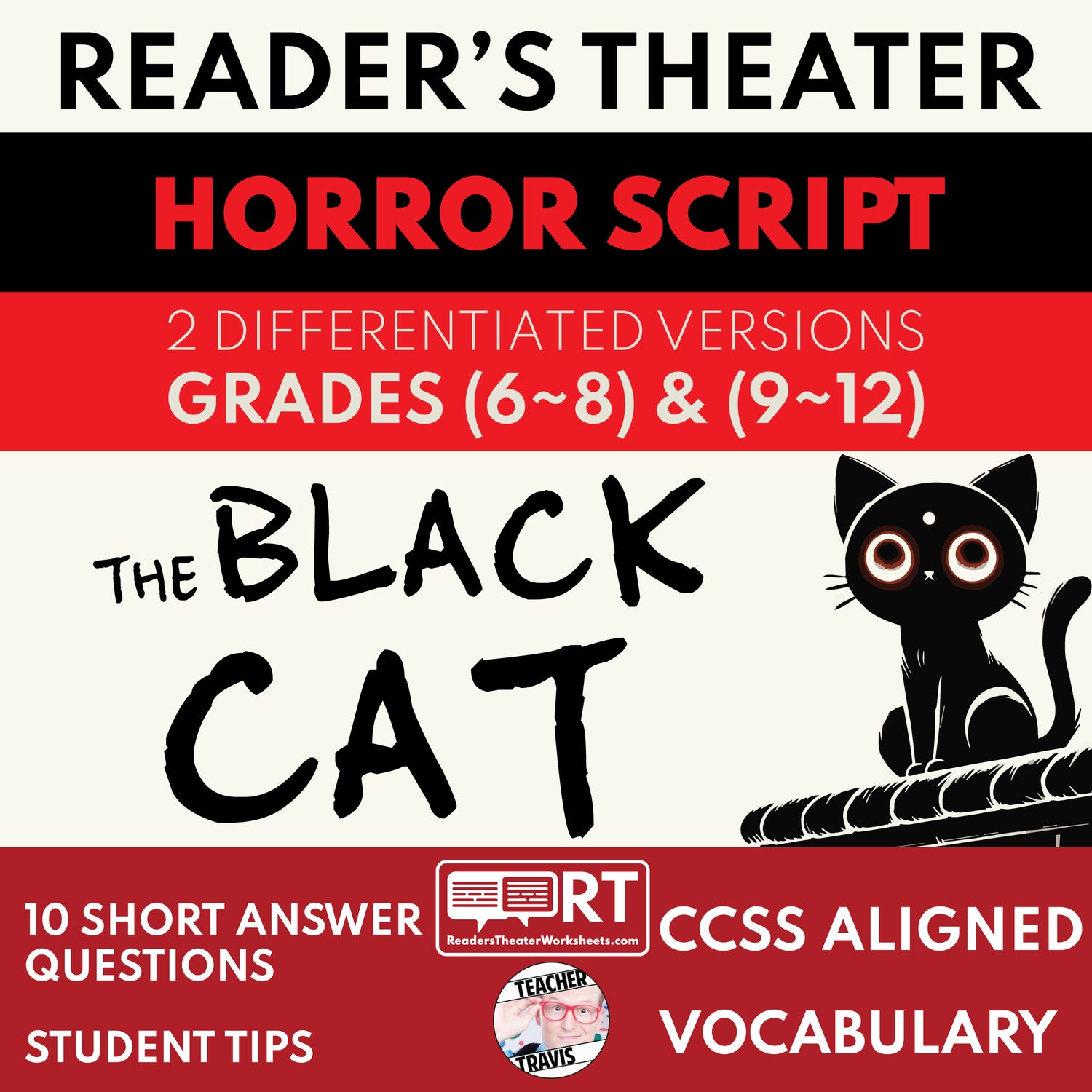 The Black Cat Short (Edgar Allan Poe) Reader's Theater Script - ["Differentiated","Edgar Allan Poe","Grades 6-8","Grades 9-12"]