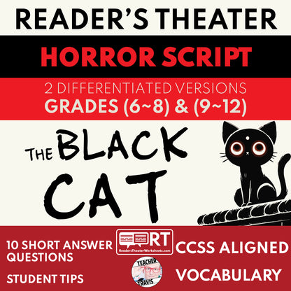 The Black Cat Short (Edgar Allan Poe) Reader's Theater Script - ["Differentiated","Edgar Allan Poe","Grades 6-8","Grades 9-12"]