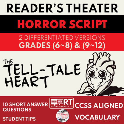 The Tell-Tale Heart (Edgar Allan Poe) Reader's Theater Script - ["Differentiated","Edgar Allan Poe","Grades 6-8","Grades 9-12"]