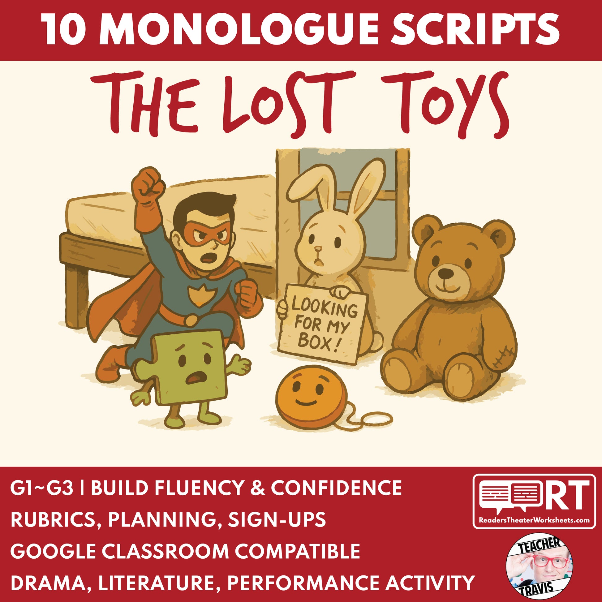 10 Lost Toys Monologue Scripts for Grades 1 to 3 | No Prep | Print & Go! - ["Grades 1-2","Grades 3-5","Monologue"]