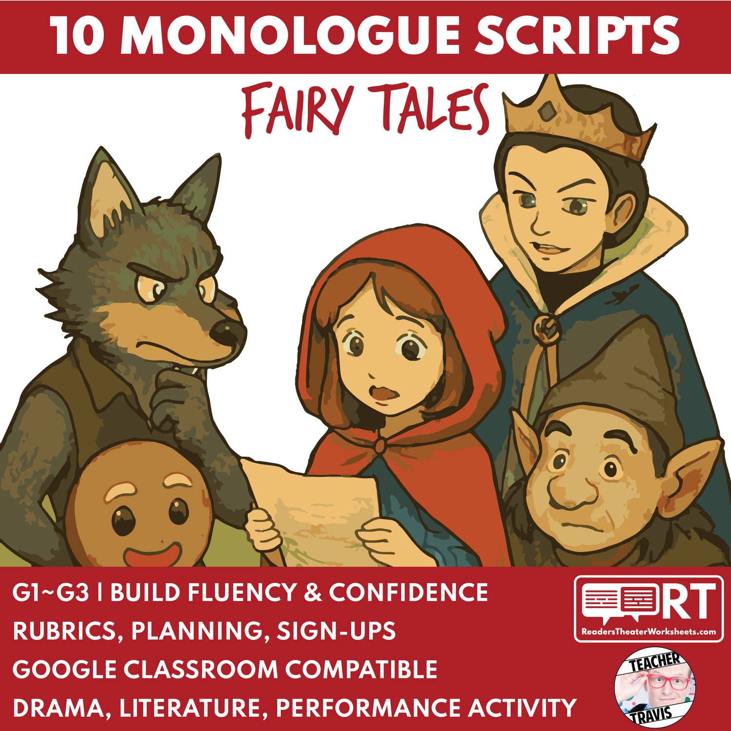 10 FREE Short Fairy Tale Monologue Scripts for Grades 1 to 3 | No Prep | Print & Go! - ["100% FREE","Grades 1-2","Grades 3-5"]