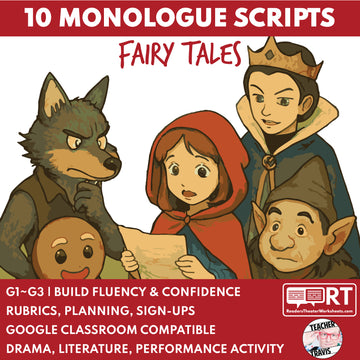 10 FREE Short Fairy Tale Monologue Scripts for Grades 1 to 3 | No Prep | Print & Go!