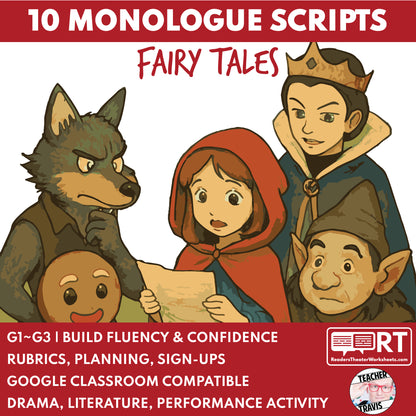 10 FREE Short Fairy Tale Monologue Scripts for Grades 1 to 3 | No Prep | Print & Go! - ["100% FREE","Grades 1-2","Grades 3-5"]