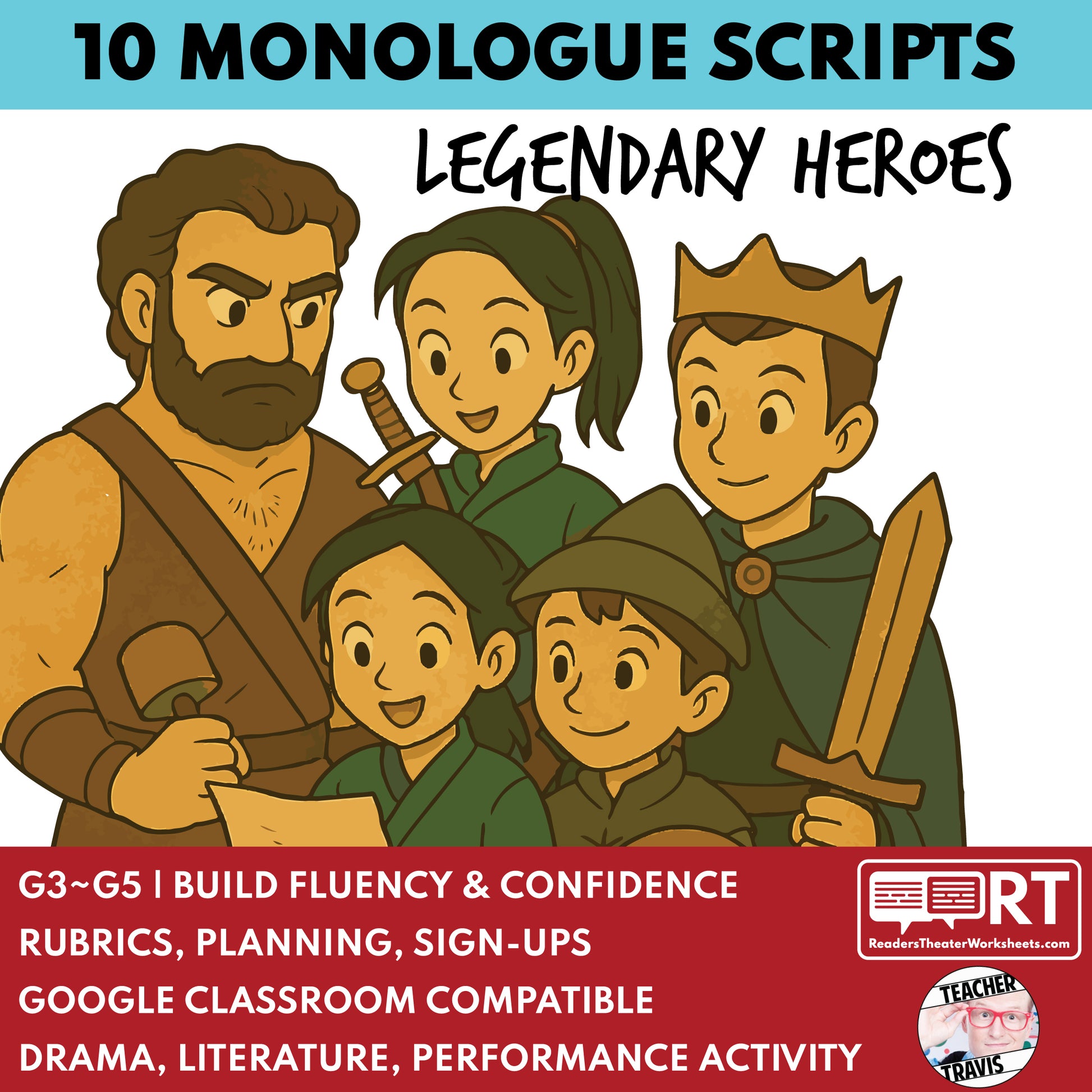 10 Short Legendary Hero Monologue Scripts for Grades 3 to 5 - ["Grades 3-5","Monologue"]
