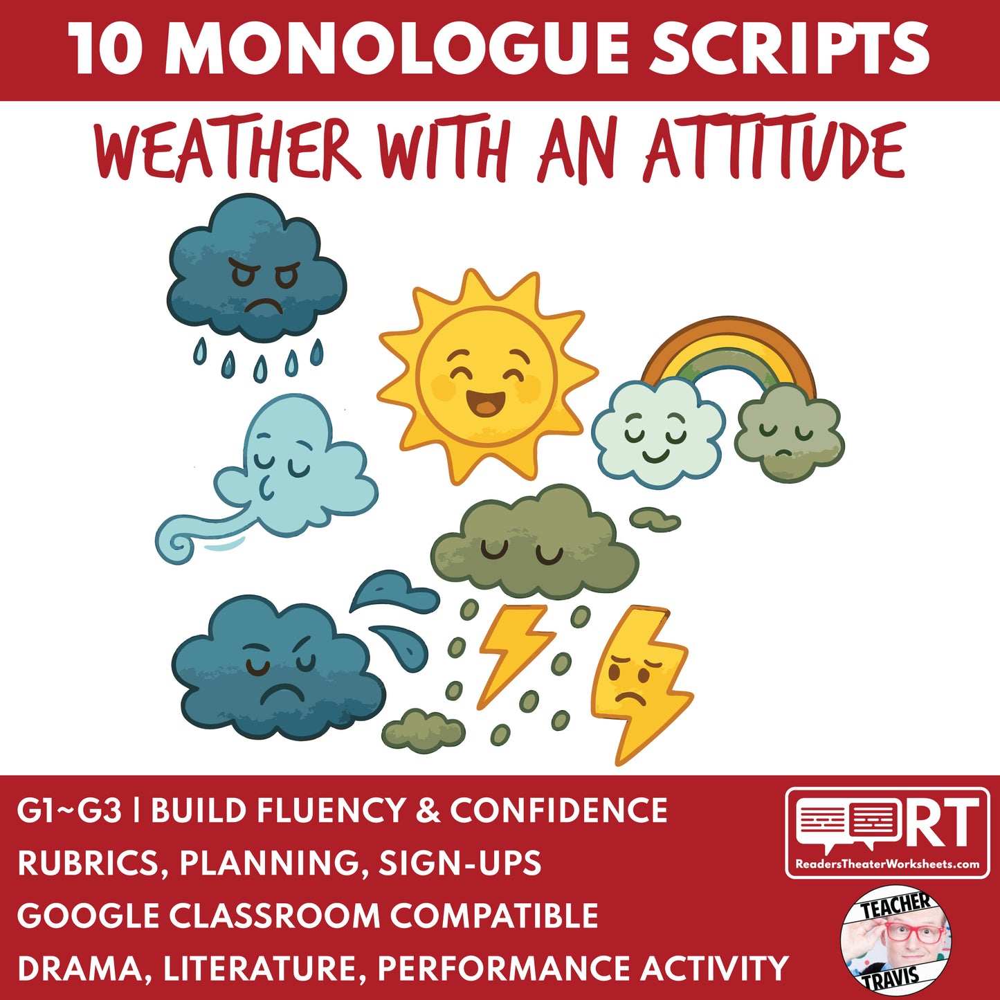 10 Weather with an Attitude Monologue Scripts for Grades 1 to 3 | No Prep | Print & Go! - ["Grades 1-2","Grades 3-5","Monologue"]