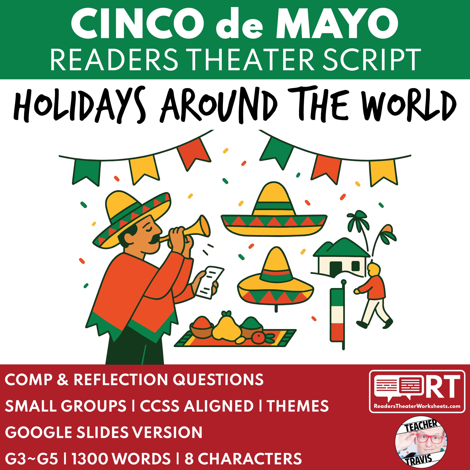 Cinco de Mayo Holiday Readers Theater Script for Grades 3-5 | Battle of Puebla - ["Grades 3-5","Holidays Around the World","Small Groups"]