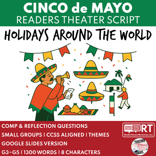 Cinco de Mayo Holiday Readers Theater Script for Grades 3-5 | Battle of Puebla - ["Grades 3-5","Holidays Around the World","Small Groups"]