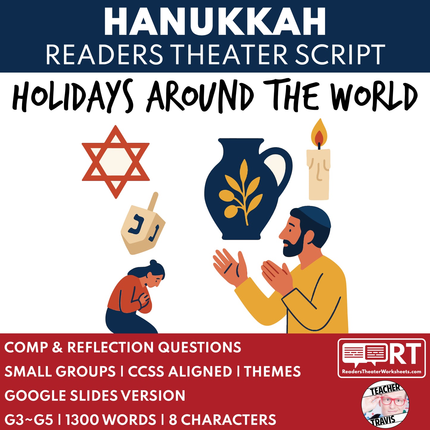 Hanukkah Holiday Readers Theater Script for Grades 3 to 5 | Jewish Festival - ["Grades 3-5","Holidays Around the World","Small Groups"]