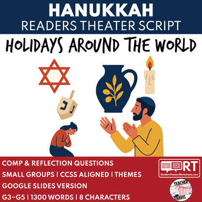 Hanukkah Holiday Readers Theater Script for Grades 3 to 5 | Jewish Festival - ["Grades 3-5","Holidays Around the World","Small Groups"]