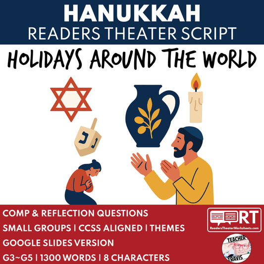 Hanukkah Holiday Readers Theater Script for Grades 3 to 5 | Jewish Festival - ["Grades 3-5","Holidays Around the World","Small Groups"]