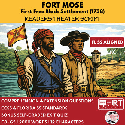 Florida State History | Fort Mose - First Free Black Settlement Readers Theater Script | Grades 3-5
