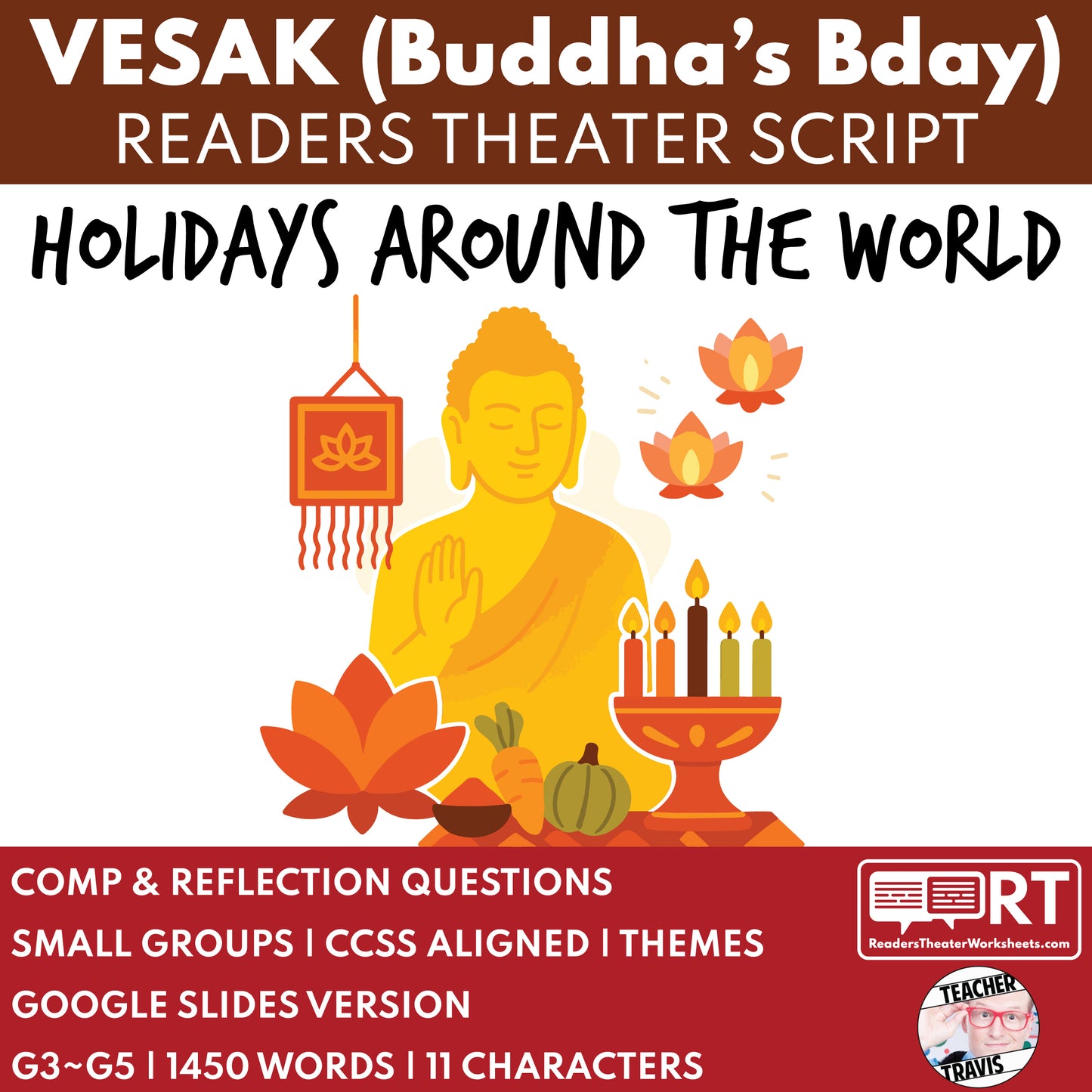 Vesak - Buddha’s Birthday | Holiday Readers Theater Script for Grades 3 to 5 - ["Grades 3-5","Holidays Around the World","Small Groups"]