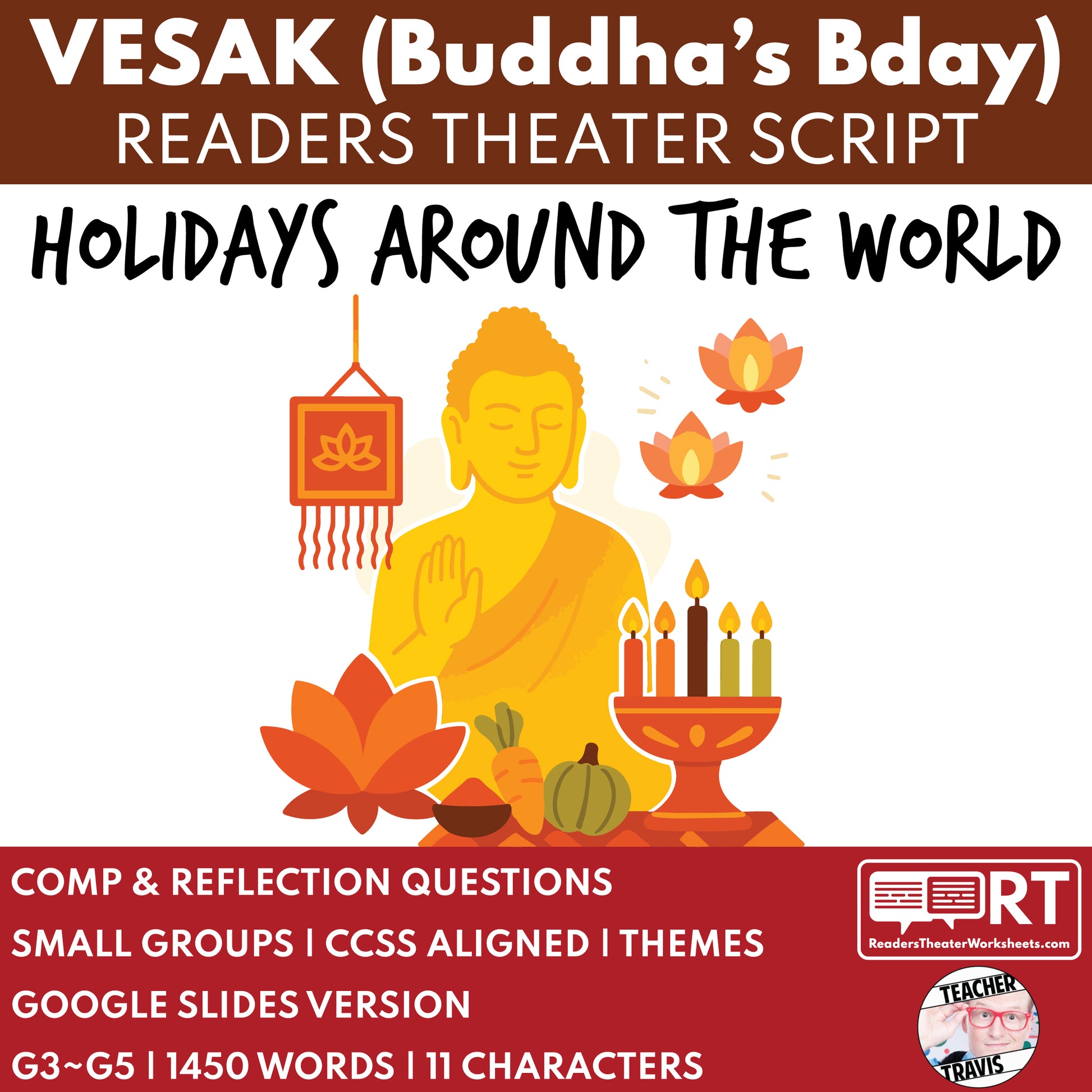 Vesak - Buddha’s Birthday | Holiday Readers Theater Script for Grades 3 to 5 - ["Grades 3-5","Holidays Around the World","Small Groups"]