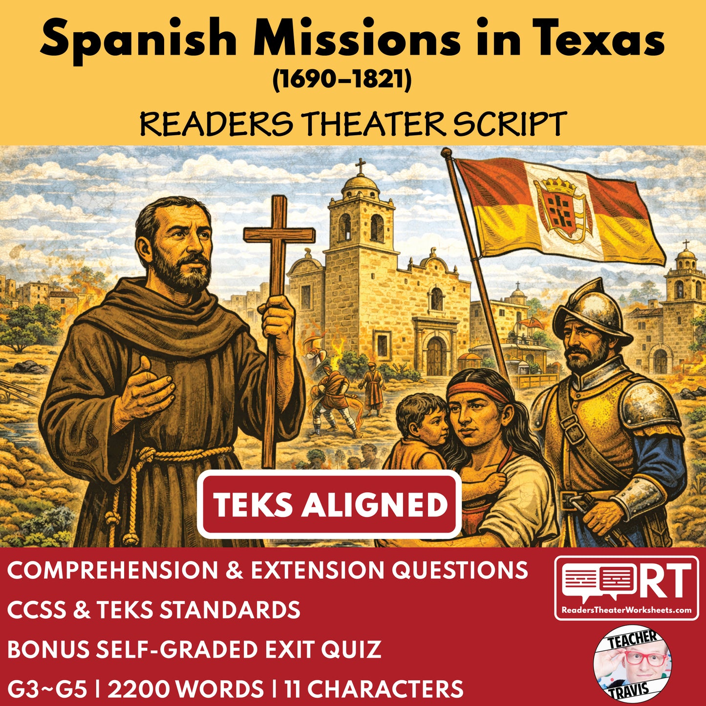 Texas State History | Spanish Missions in Texas Readers Theater Script | Grades 3-5 cover image