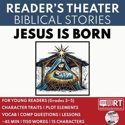 Jesus is Born Biblical Reader's Theater Script - ["100% FREE","Biblical Story","Grades 3-5"]