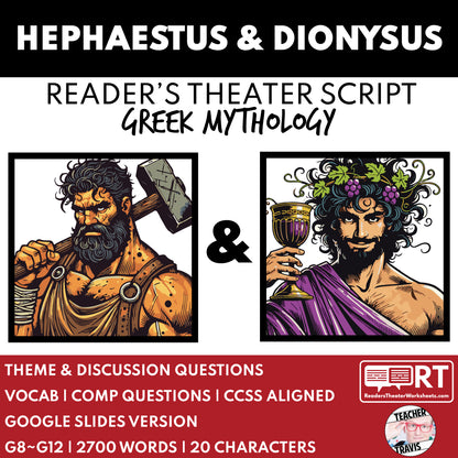 Hephaestus & Dionysus Reader's Theater Script | The Olympians | Greek Mythology - ["Grades 6-8","Grades 9-12","Greek Mythology","Greek Mythology for Google Classroom"]