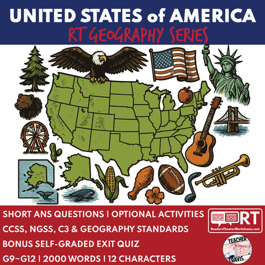United States Readers Theater Script | Geography & Social Studies Class - ["Geography","Grades 6-8","Grades 9-12","Self-Graded Quiz"]