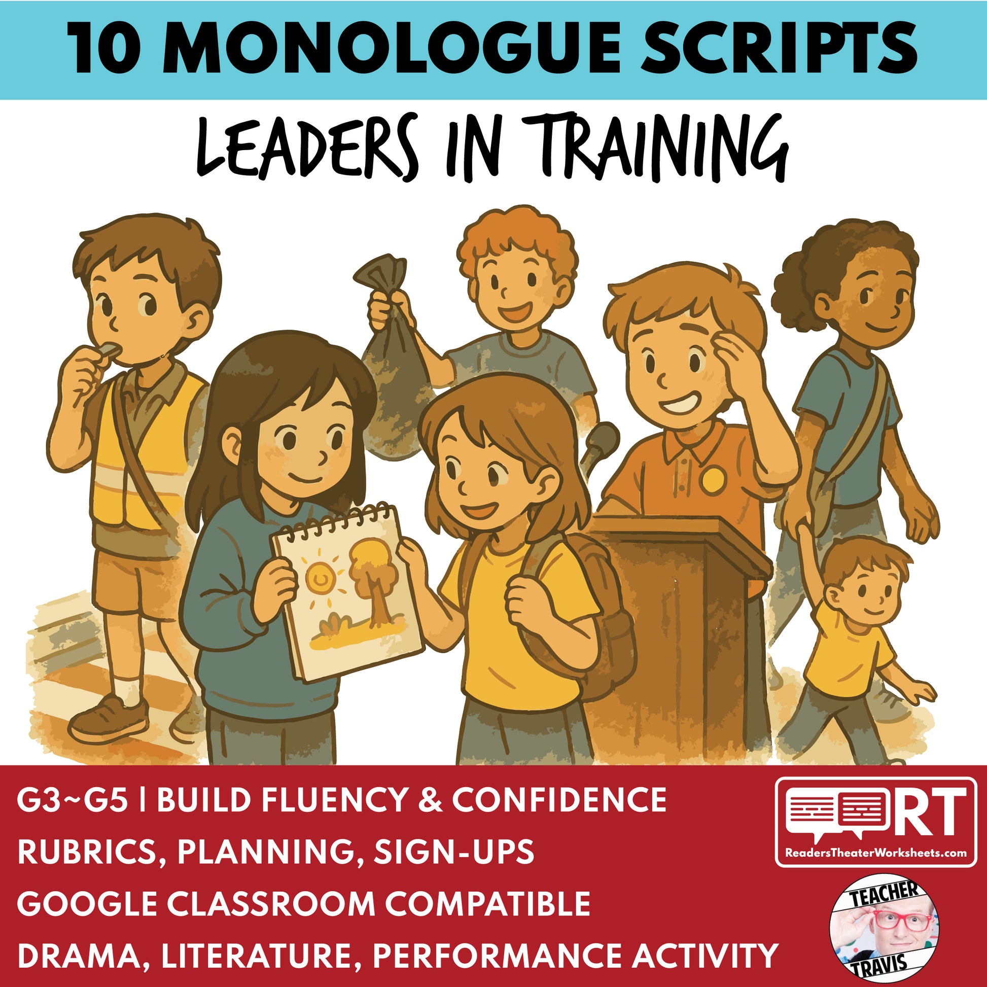 10 Short Leaders in Training Monologue Scripts for Grades 3 to 5 - ["Grades 3-5","Monologue"]
