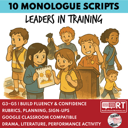 10 Short Leaders in Training Monologue Scripts for Grades 3 to 5 - ["Grades 3-5","Monologue"]