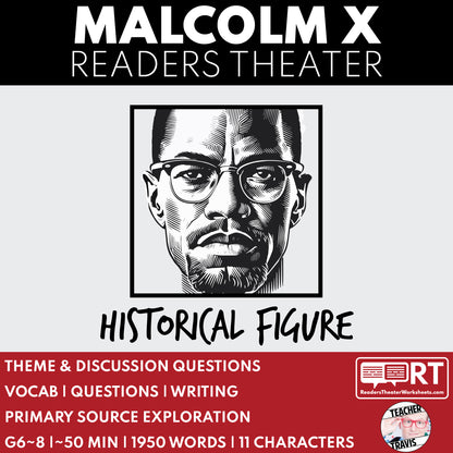 Malcolm X | Civil Rights Leader | Readers Theater Script - ["Civil Rights","Grades 6-8","Historical Figures","Primary Source Incl."]