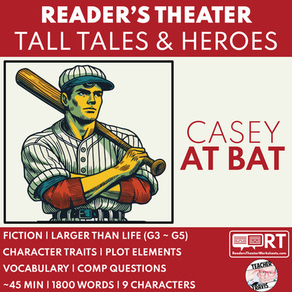 Casey at Bat Readers Theater Script | American Legends & Folk Heroes - ["American Legends & Folk Heroes","Grades 3-5"]